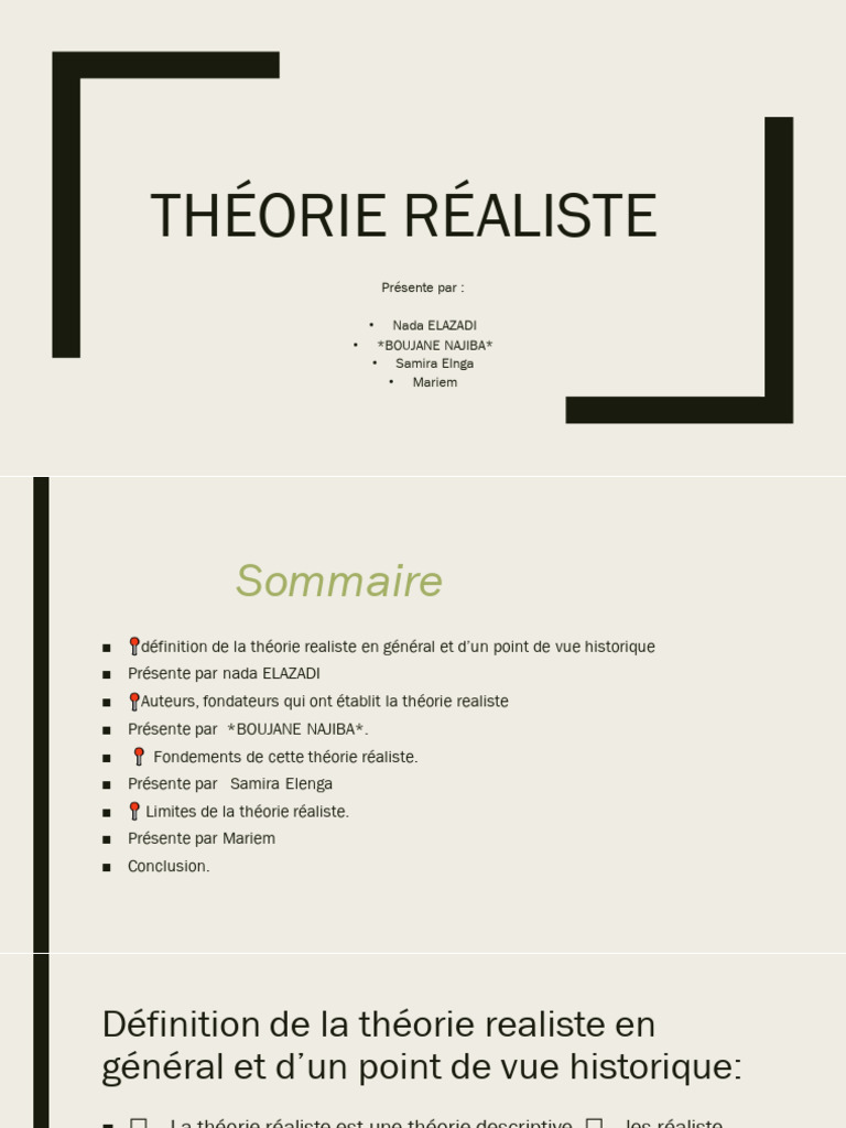 Théorie réaliste : définitions et limites | PDF | Relations ...