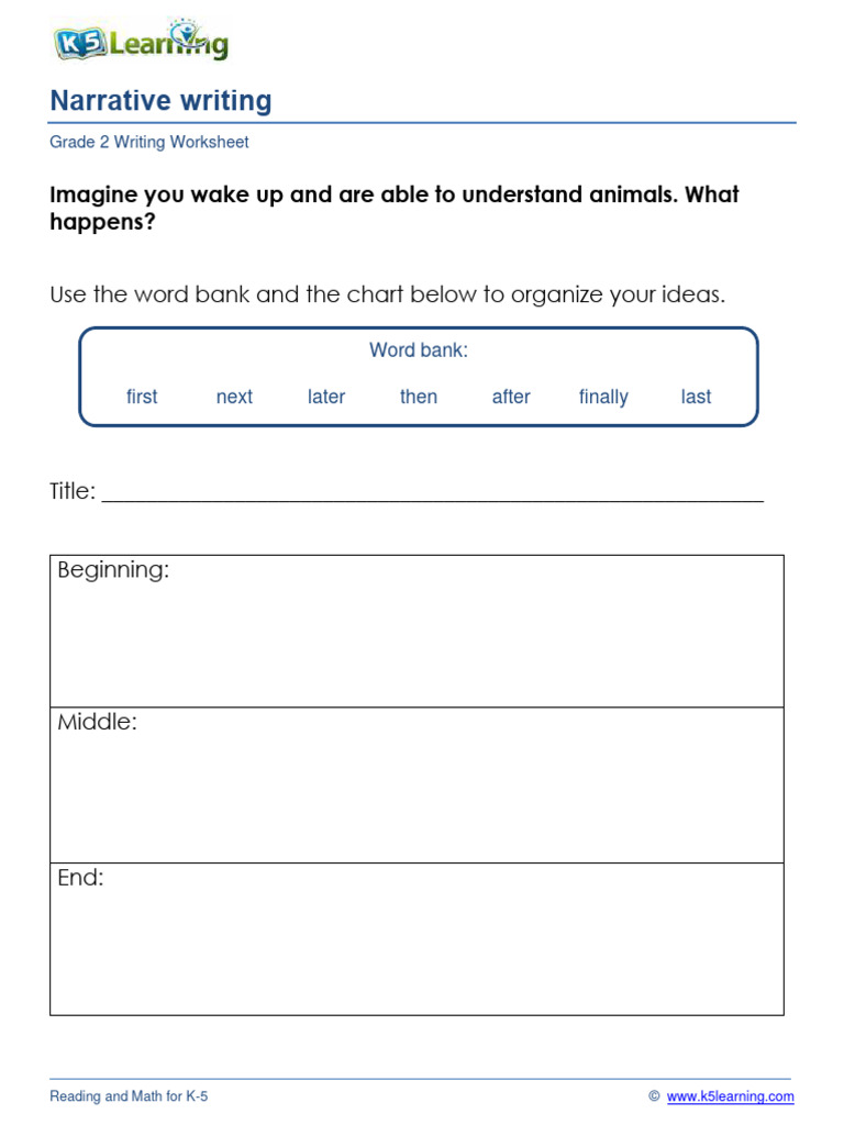 Grade 2 Narrative Writing Worksheet | PDF