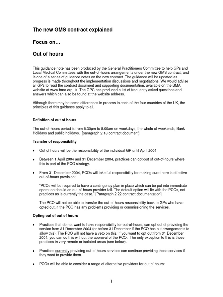 96 OOH-Guidance | PDF | Emergency Department | General Practitioner