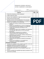 Performance Checklist Conducting Competency Assessment
