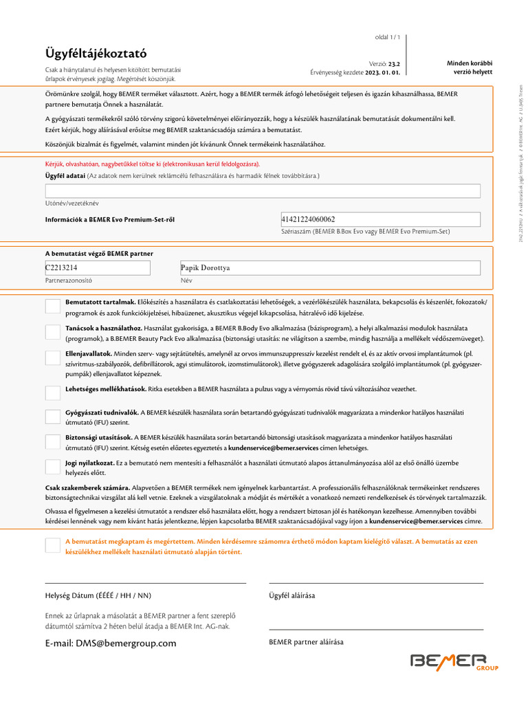 2142-2212-GC-3162 EVO-FORM-Kundeneinweisung-Rev23 - 2 - HU-reader | PDF