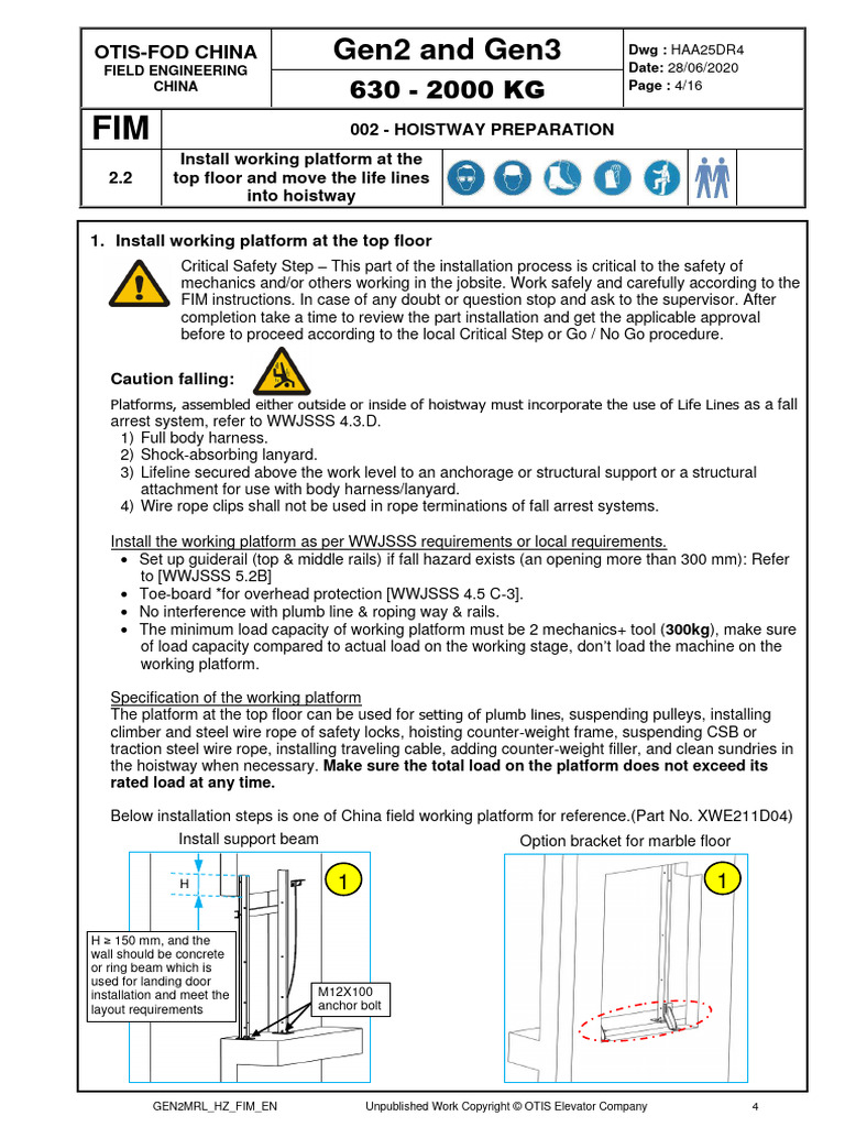 Top Working Platform Installation Manual | PDF | Elevator ...
