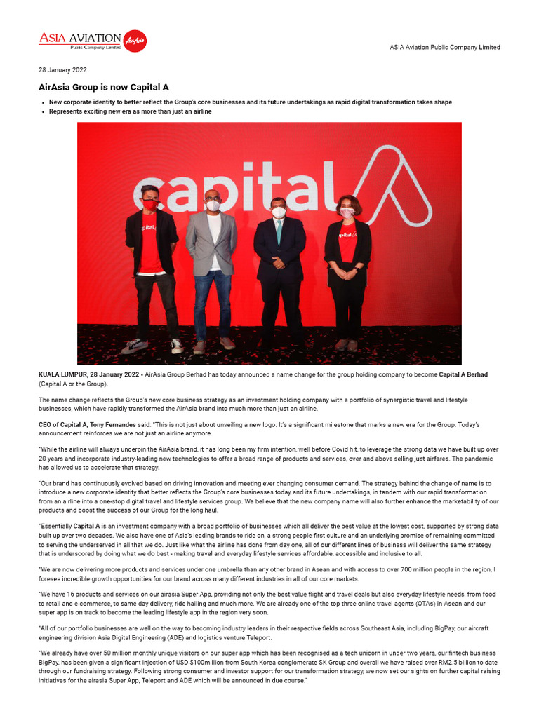 Capital A: Beyond AirAsia | PDF