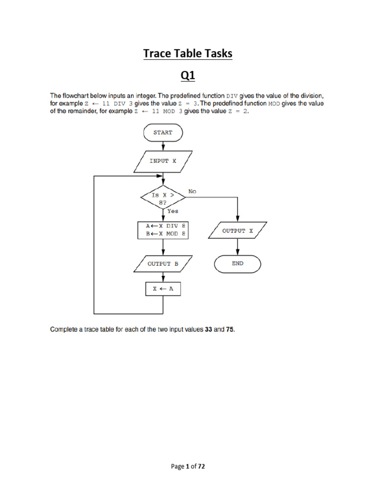 Trace Table Tasks WM | PDF
