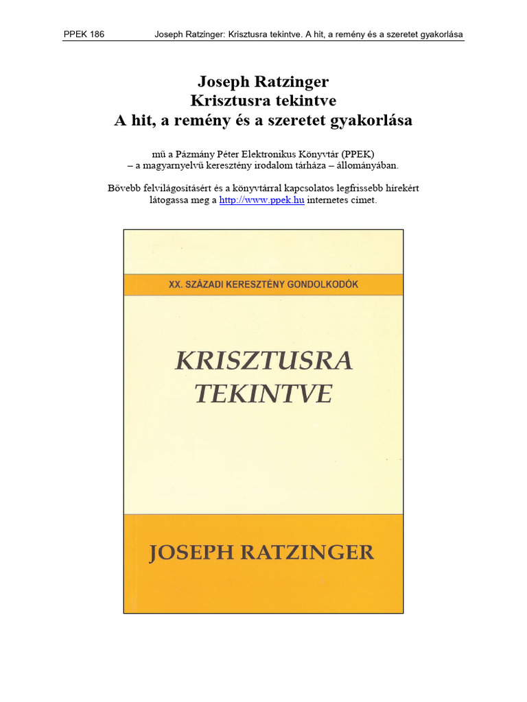 Joseph Ratzinger Krisztusra Tekintve 1 | PDF