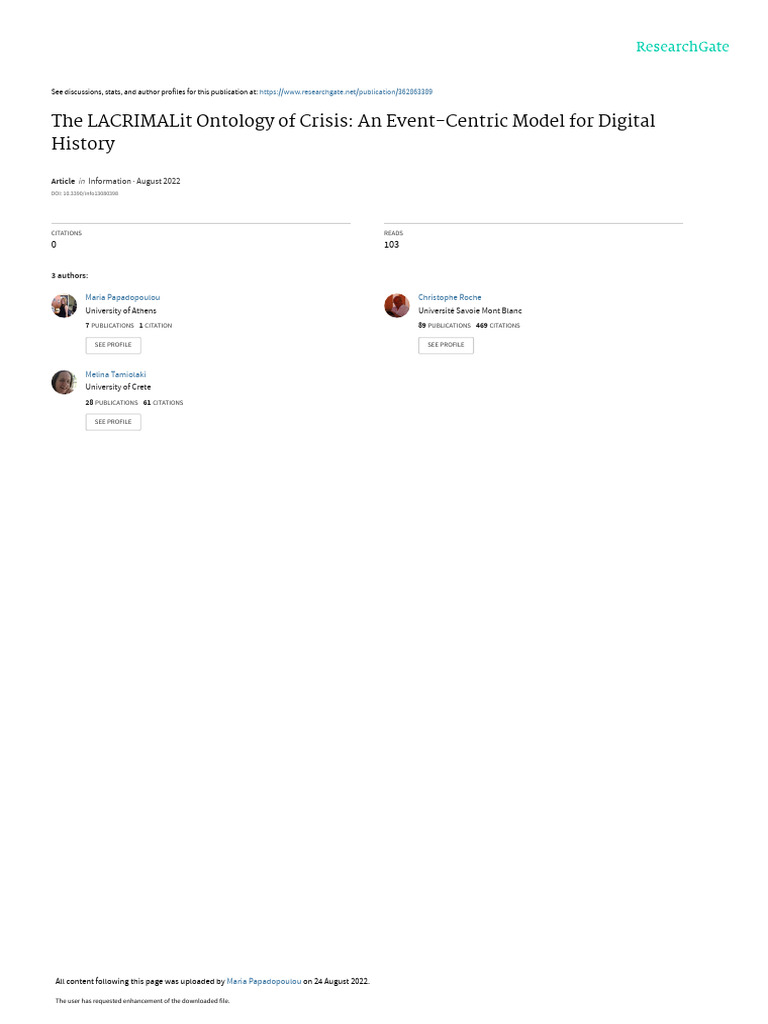 The Lacrimalit Ontology of Crisis An EventCentric Model For Digital History PDF Semantic