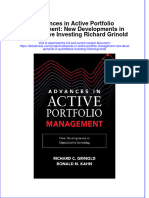 Textbook Ebook Advances in Active Portfolio Management New Developments in Quantitative Investing Richard Grinold All Chapter PDF