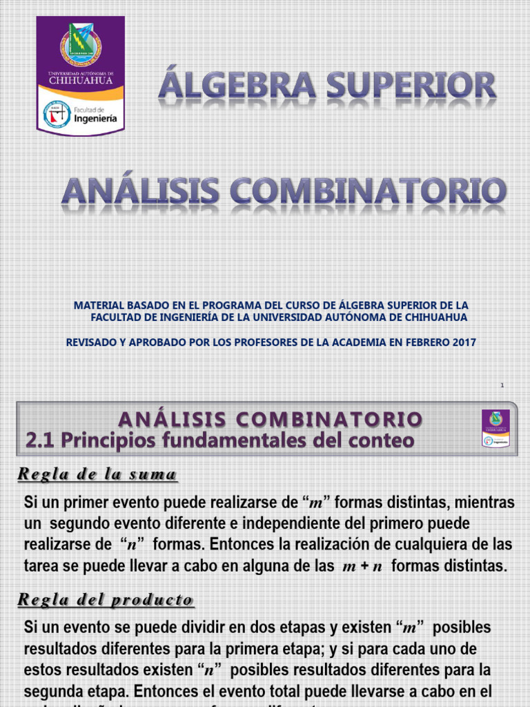 Reglas y Ejemplos de Análisis Combinatorio | PDF | Combinatoria ...