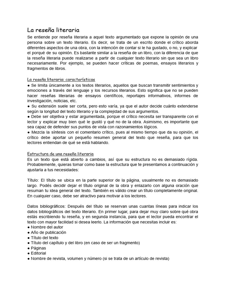 Guía de Reseña Literaria | PDF | Ensayos | Comunicación humana