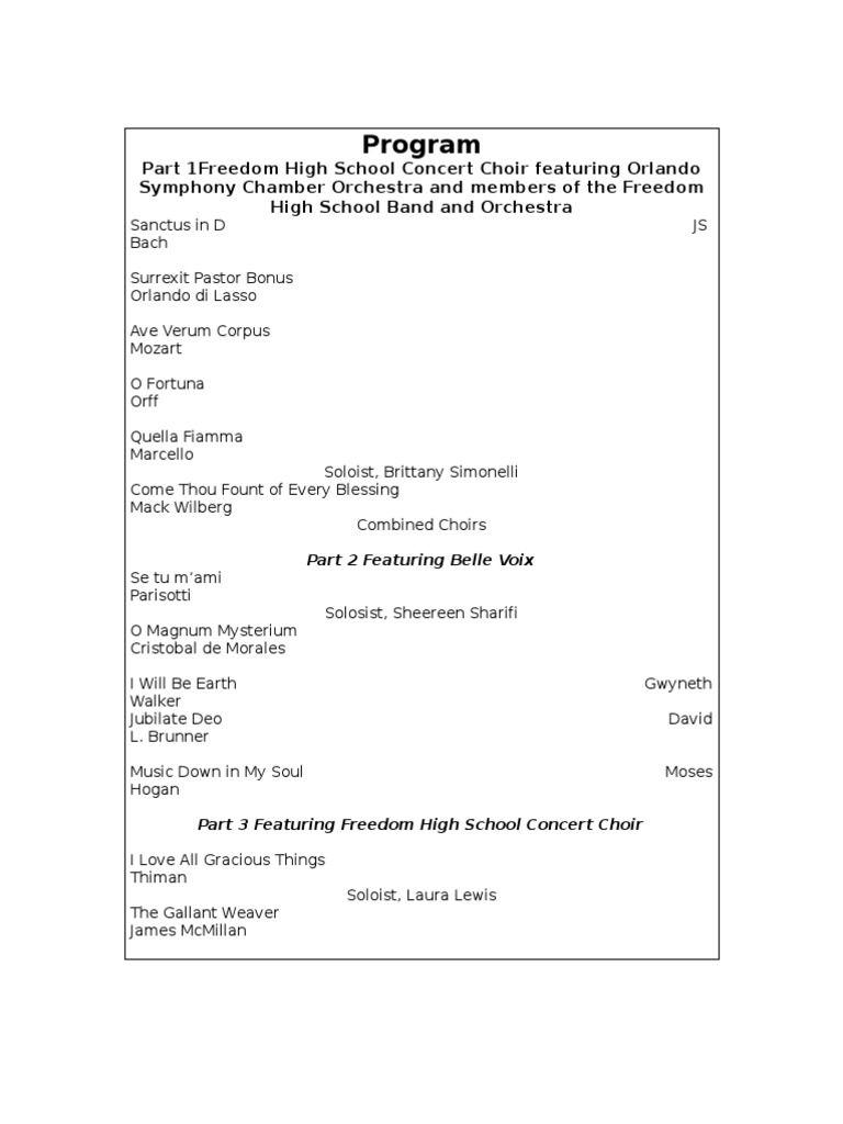 Fall Concert Program Notes 2007-1-2 | Choir | Music Performance