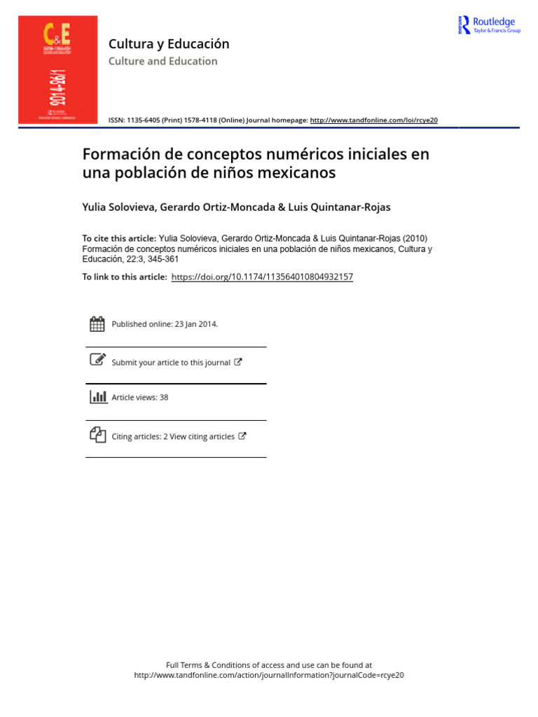 Formation Of Numeric Concepts In Mexican School Children Pdf