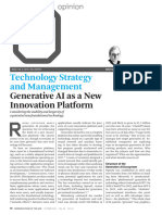 Technology Strategy and Management: Generative AI As A New Innovation Platform