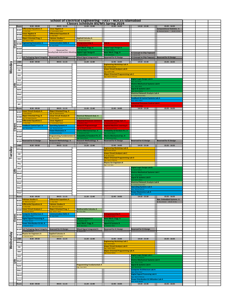 Spring 2024 Class Schedule - EE | PDF | Electrical Engineering ...