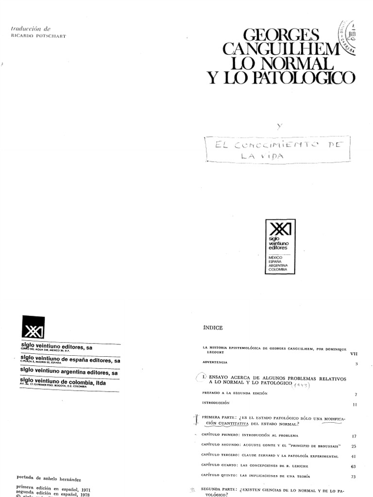 CANGUILHEM. Lo Normal y Lo Patologico | PDF