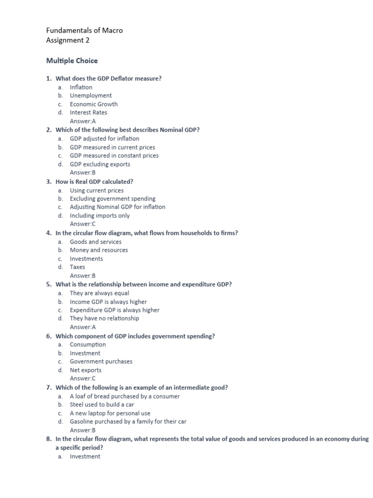 Assignment 2 | PDF | Gross Domestic Product | Inflation