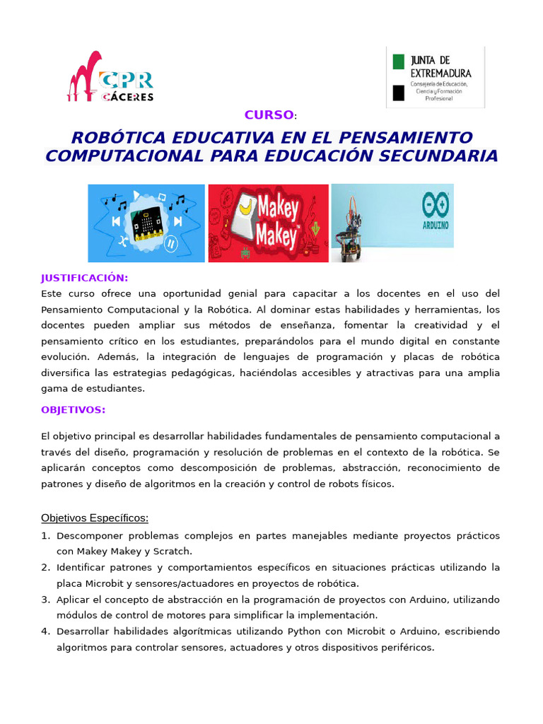 Curso de Robótica y Pensamiento Computacional | PDF | Pensamiento ...