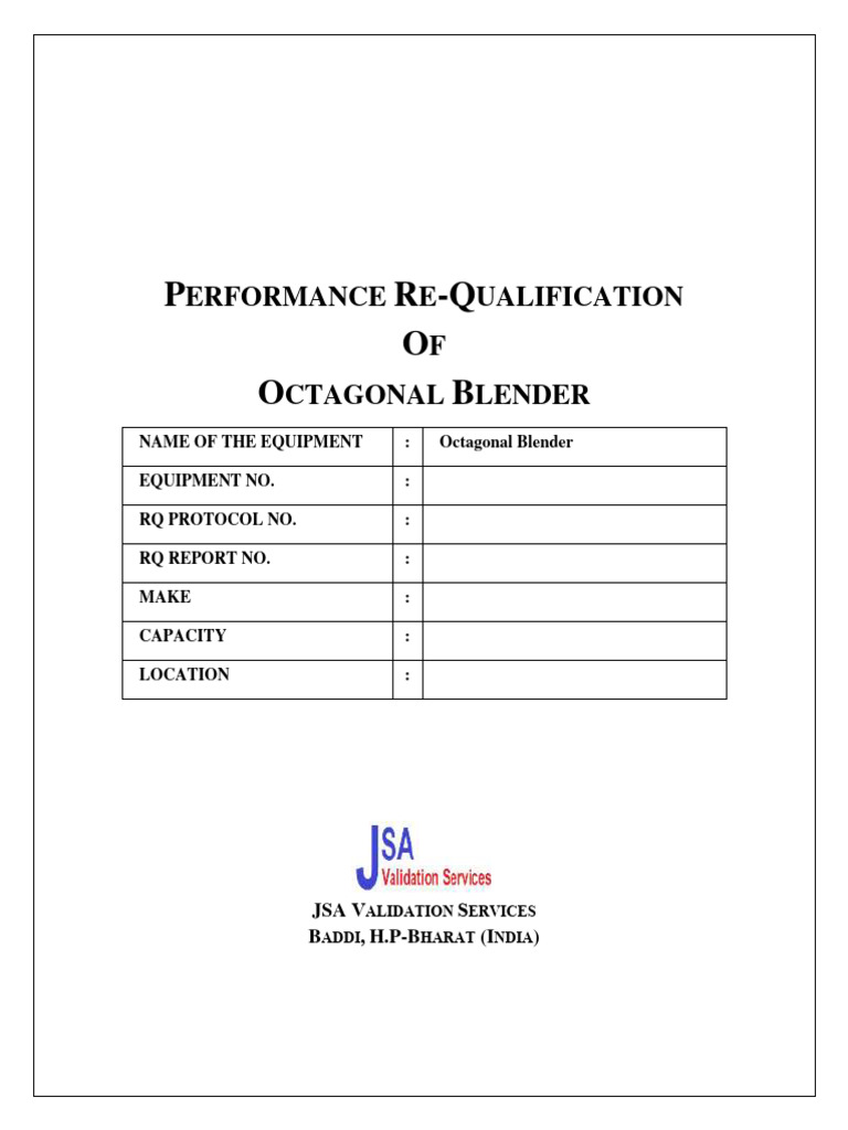 Octagonal Blender Re-Qualification Protocol | PDF | Verification And ...