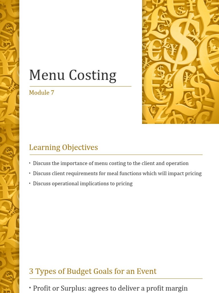 Menu Costing Strategies for Events | PDF | Provinces And Territories Of ...