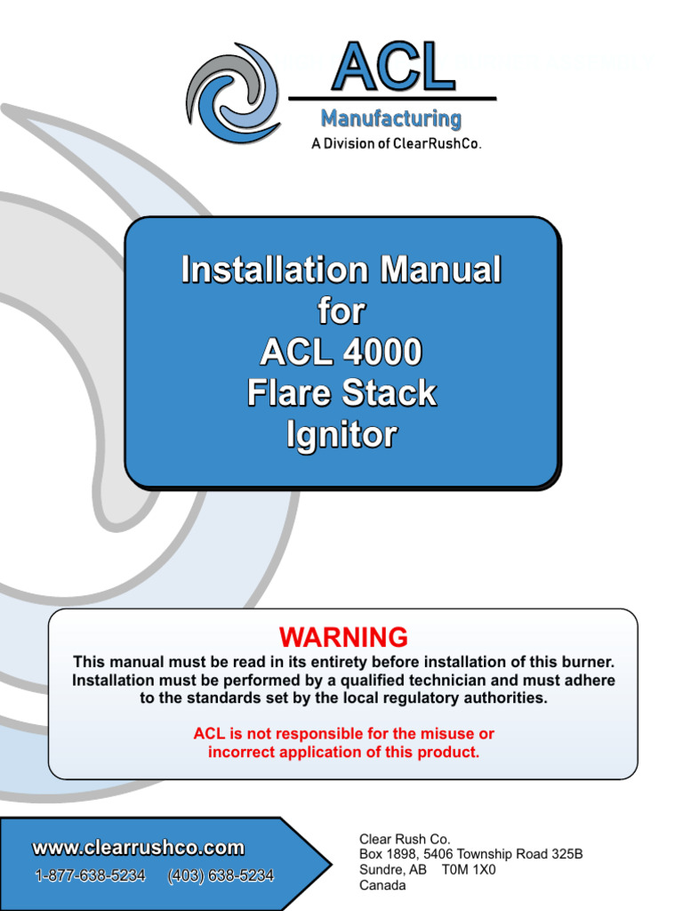 ACL 4000 Flare Stack Ignitor Manual | PDF | Combustion | Valve