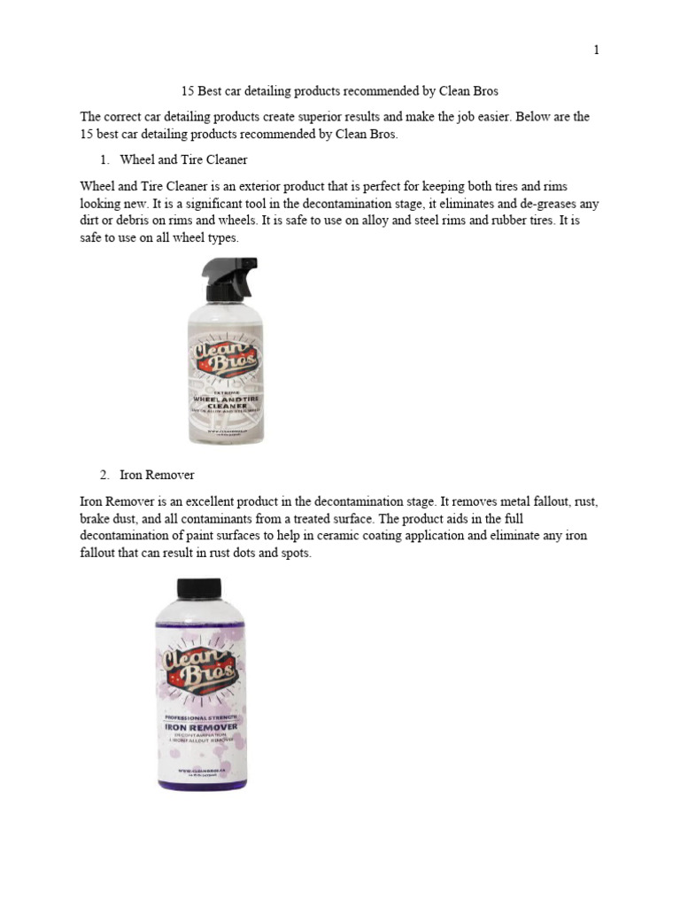 15 Best Car Detailing Products Recommended By Clean Bros Pdf Materials