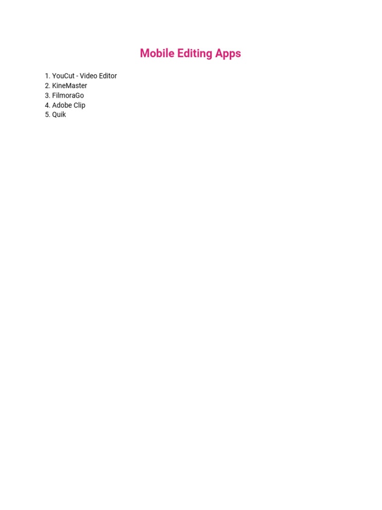 Mobile Editing Apps | PDF | Business | Computers