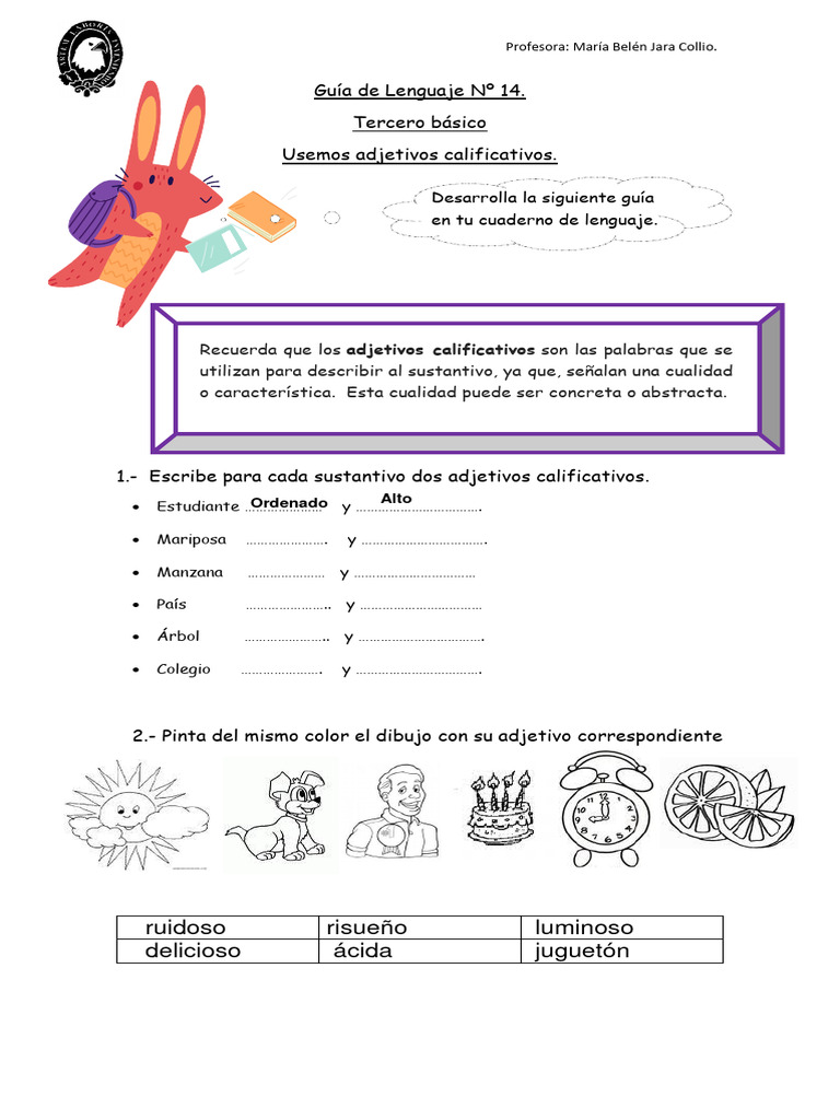 Adjetivos 3° Basico | PDF | Artes del lenguaje y disciplina | Hogar y ...