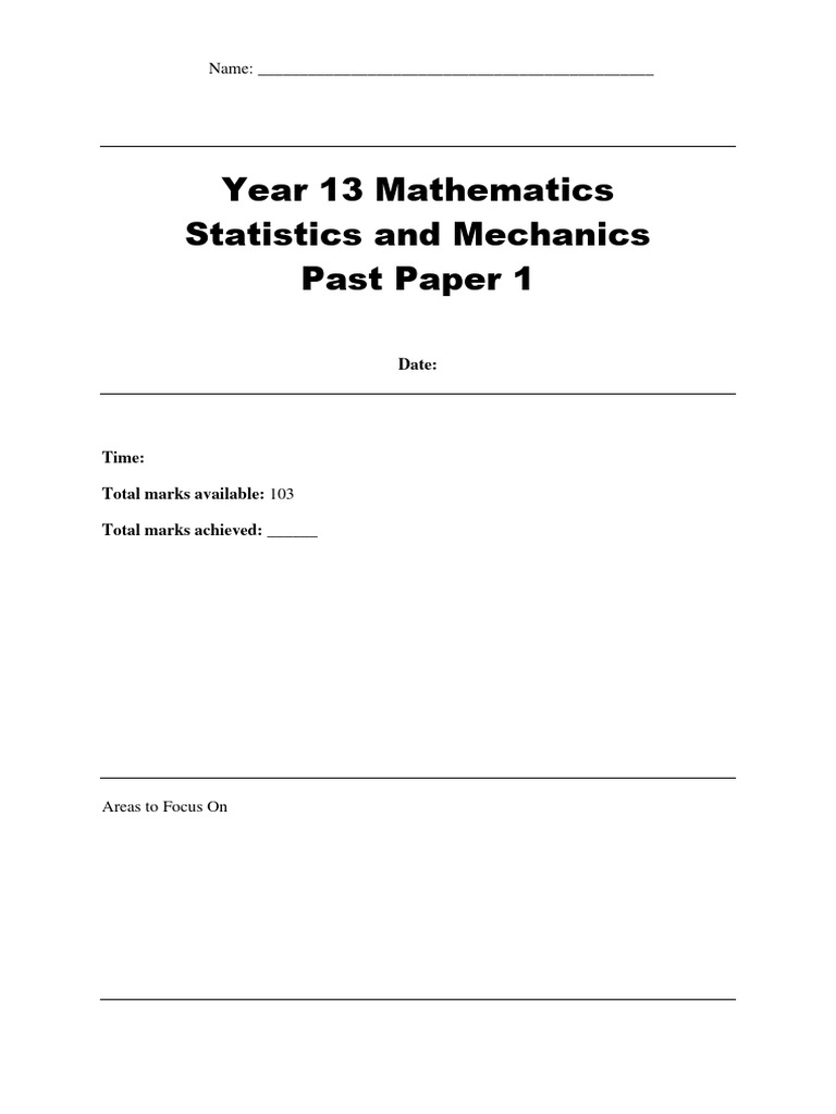 Year 13 Math Exam Prep | PDF | Equations Of Motion | Force