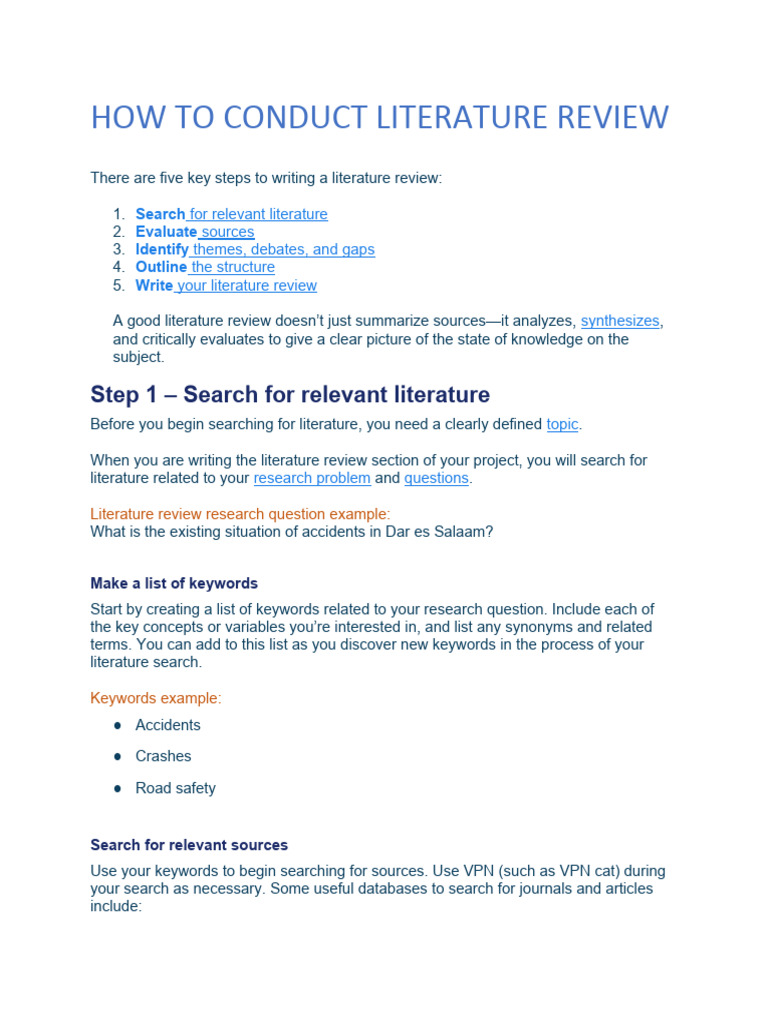 How To Conduct Literature Review PDF Theory Literature Review
