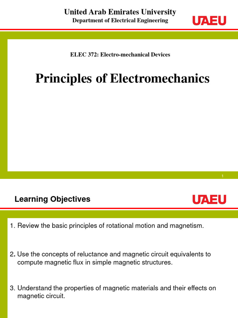 Electromechanical Principles Overview | PDF | Magnetic Field ...