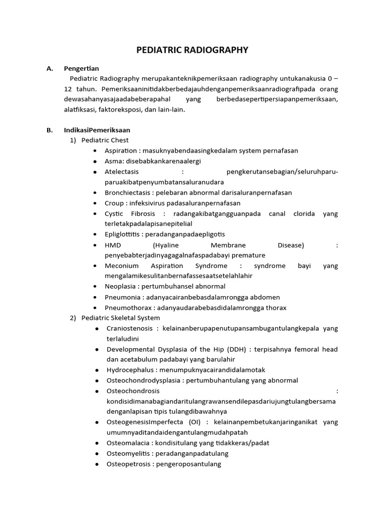 Panduan Radiografi Pediatrik Lengkap | PDF