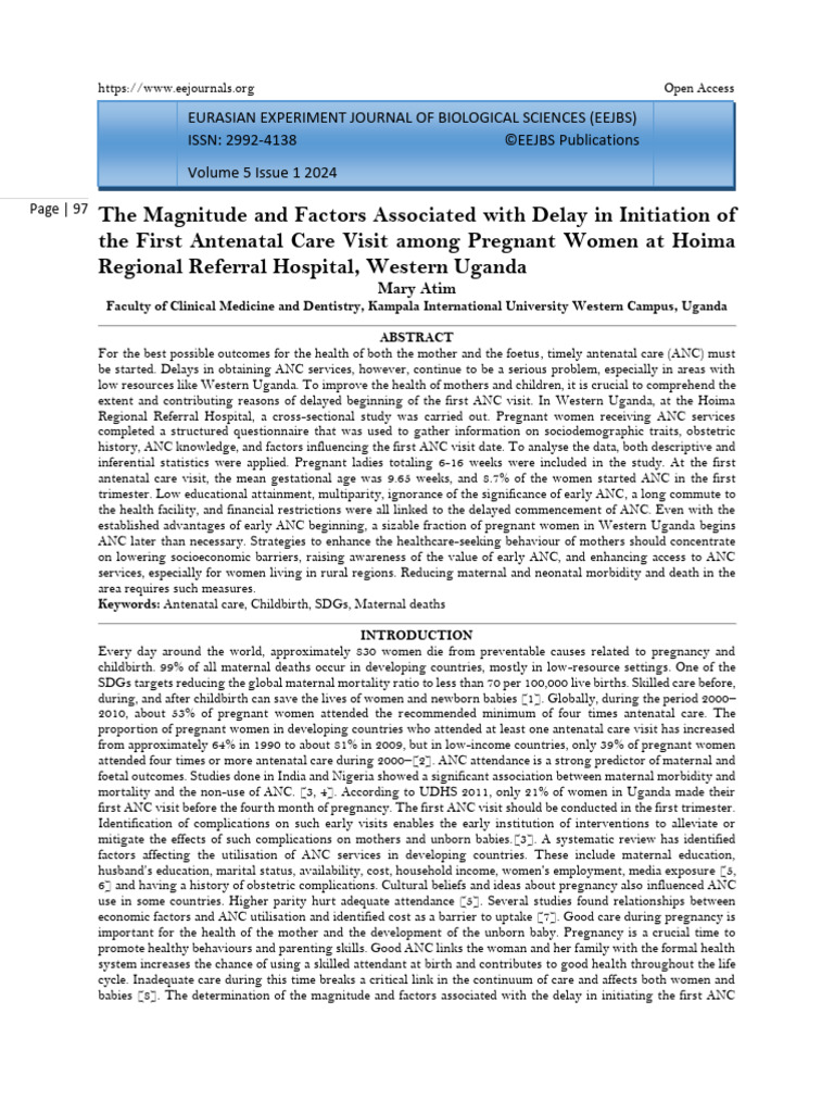 The Magnitude and Factors Associated With Delay in Initiation of The ...