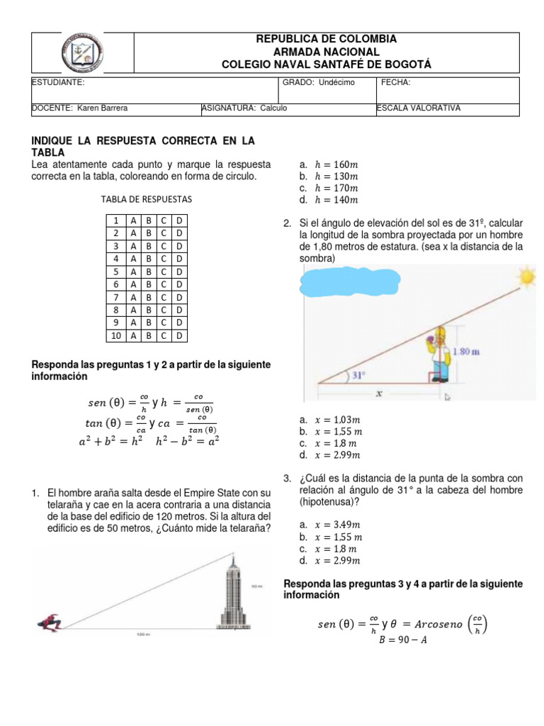 Evaluación Calculo 11 Pdf