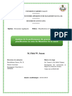 Analyse de La Performance Du Processus de La Planification Au Sein Du Ministère de La Santé Au Bénin