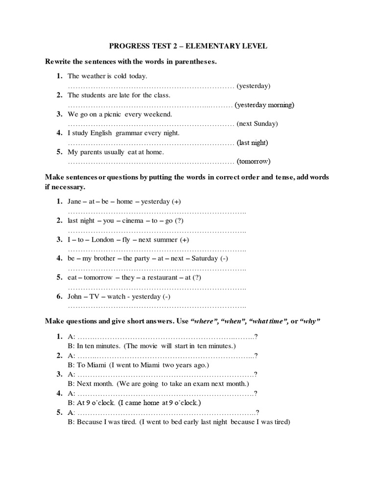 Progress+Test+2+ +Elementary+Level | PDF | Language Families ...