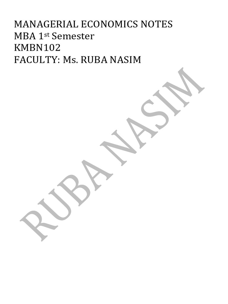 MBA Managerial Economics Unit 1 Notes | PDF | Economics | Macroeconomics