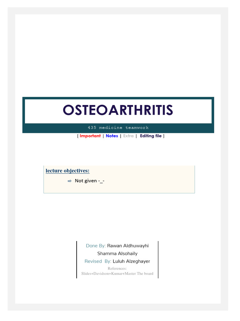 Osteoarthritis Pdf Osteoarthritis Cartilage