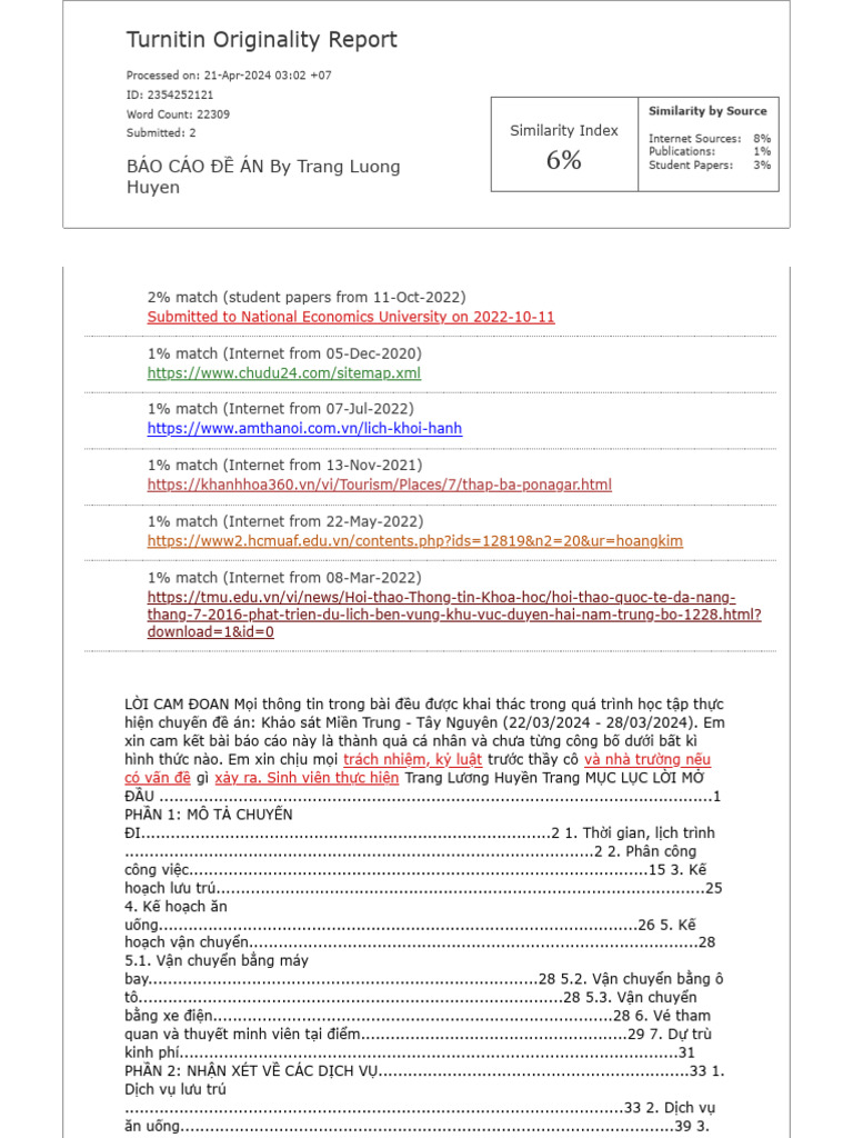 Turnitin - Originality Report - BÁO CÁO ĐỀ ÁN | PDF