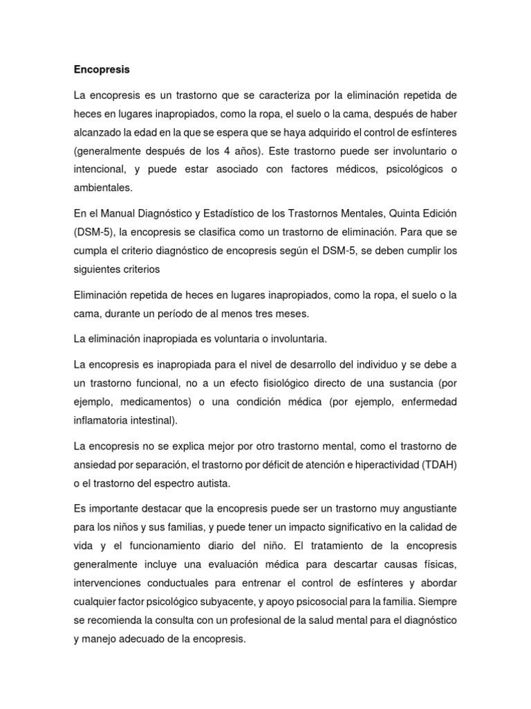 Encopresis | PDF