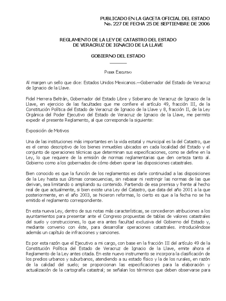 112_reglamento de La Ley de Catastro Del EstadoVeracruz
