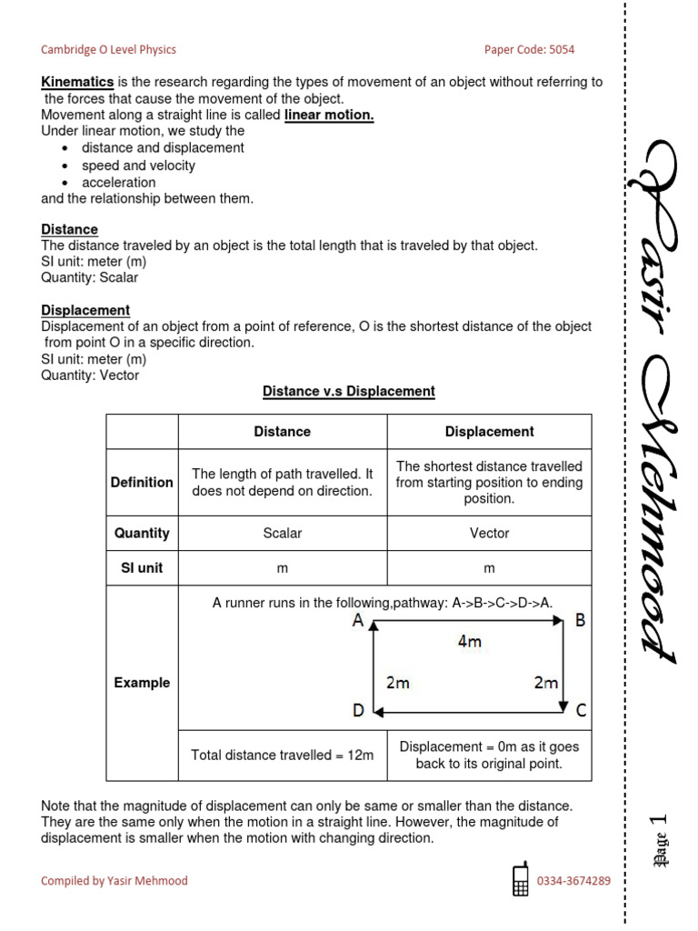 Physics o Level Notes Download Free PDF Acceleration Spectrum