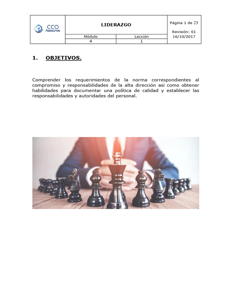Liderazgo y Compromiso en ISO 9001 | PDF | Calidad (comercial) | Liderazgo