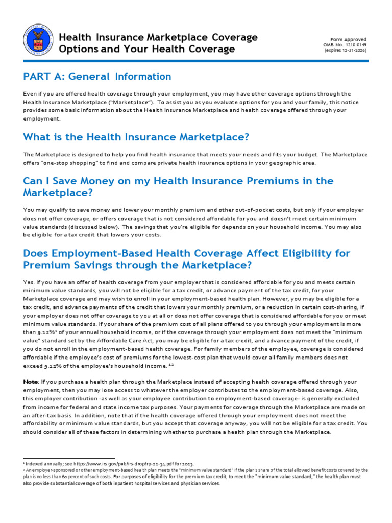 Marketplace Exchange Notice Retail PDF Health Insurance