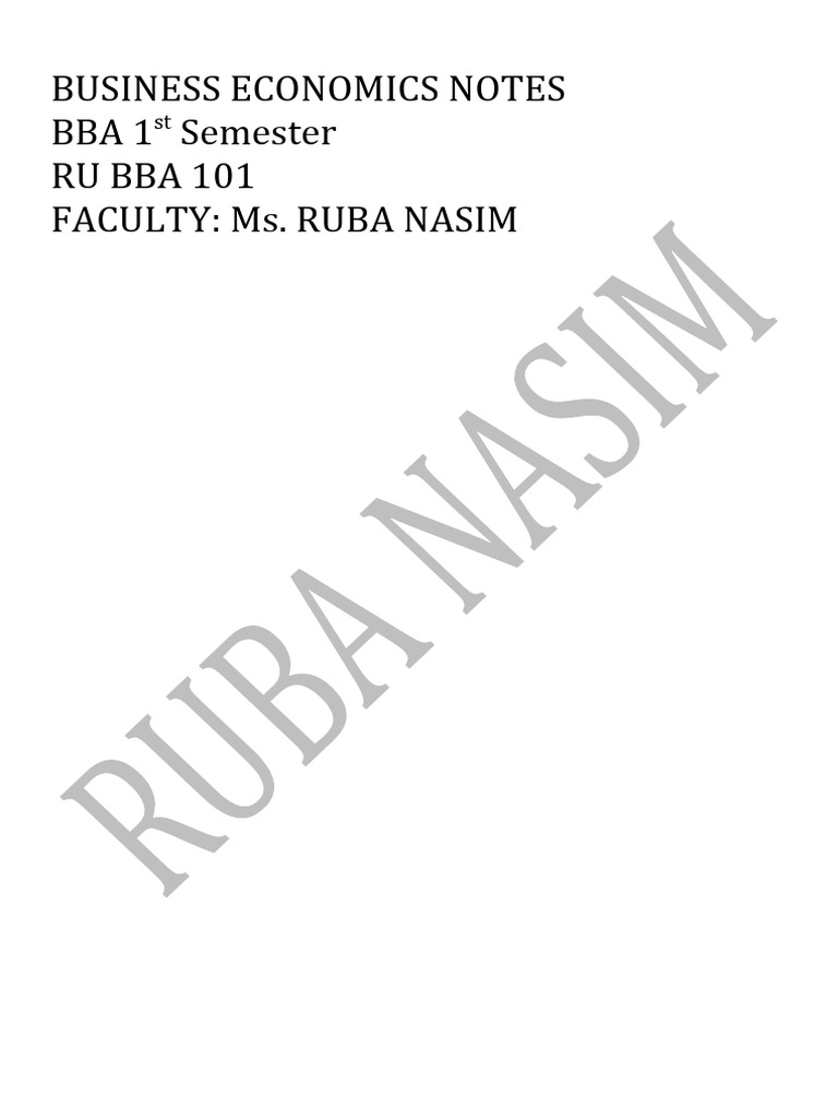 BBA 1st Sem Business Economics Notes | PDF | Economics | Macroeconomics