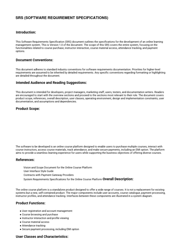 Online Learning Management System SRS | PDF | Graphical User Interfaces ...