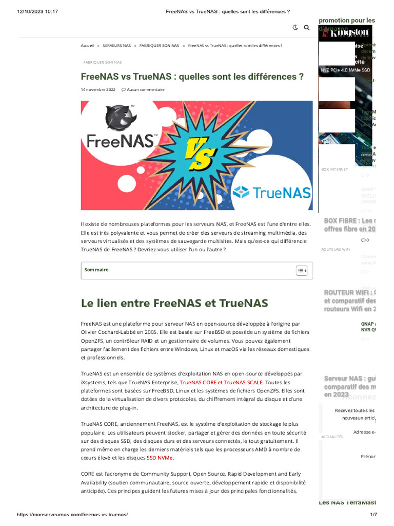 FreeNAS vs TrueNAS : différences clés | PDF | Démarrage d'un ordinateur ...