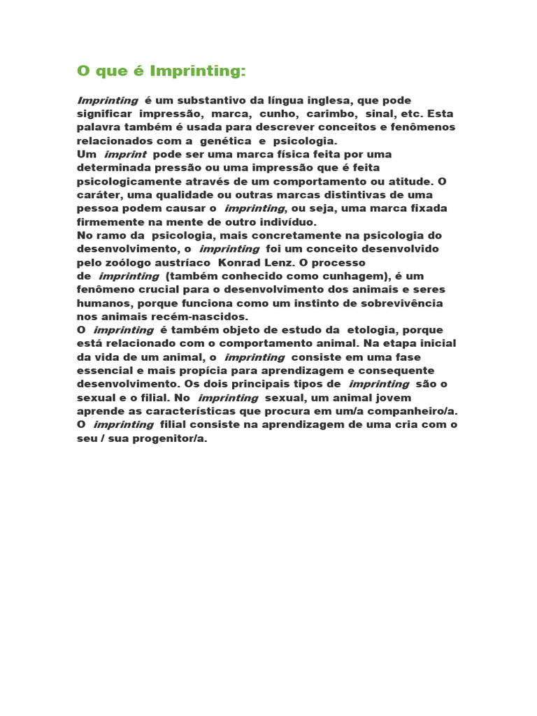 O Que É Imprinting | PDF