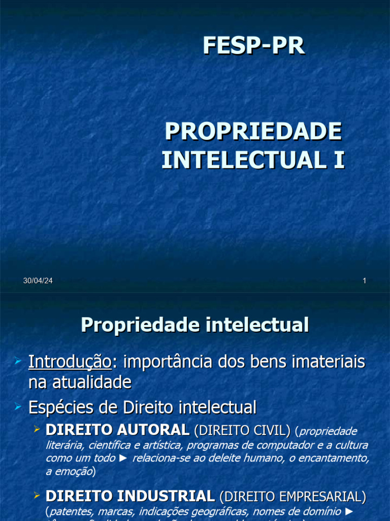 Propriedade Intelectual: Direitos e Tipos | PDF | Patente | Propriedade ...