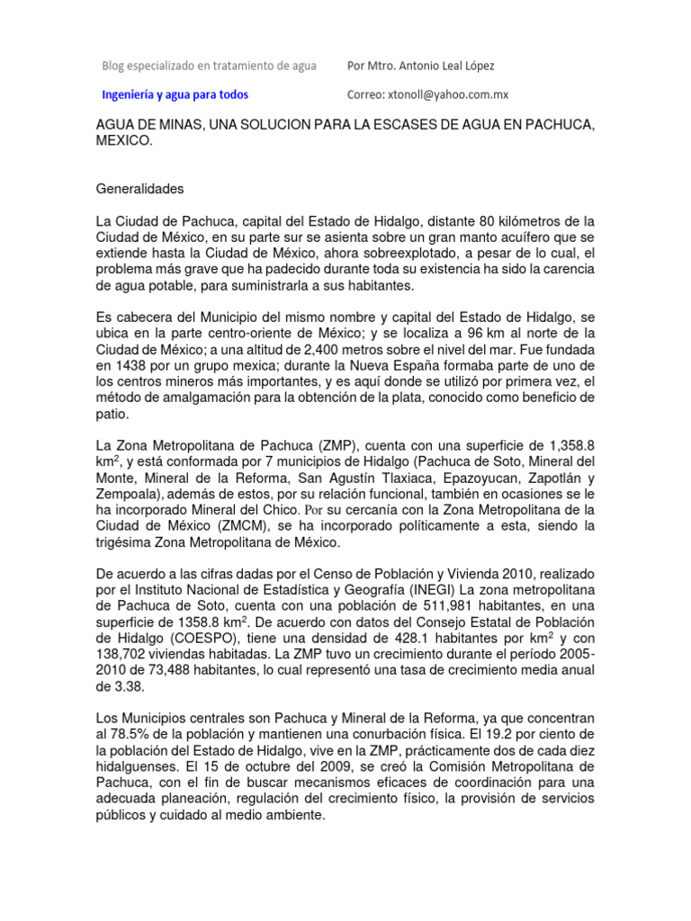 Pachuca Y Su Zona Metropolitana Pdf Ingeniería Hidráulica
