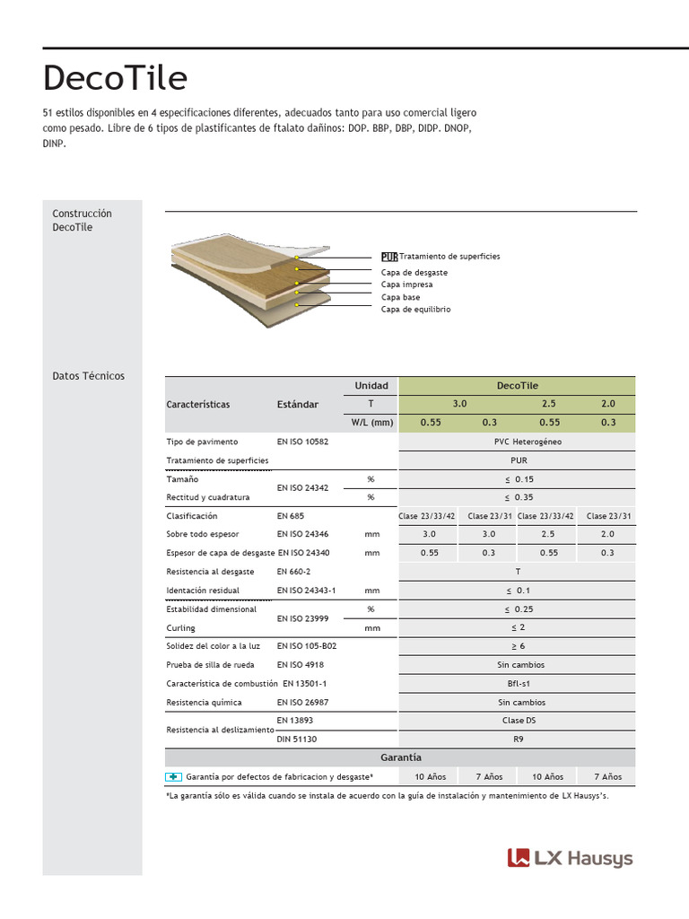 DecoTile: Pavimento PVC Sin Ftalatos | PDF | Sólido amorfo | Materiales