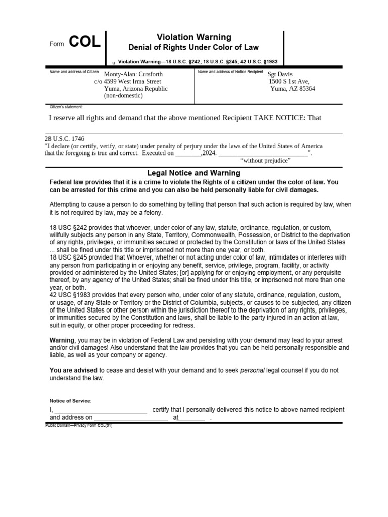 Sergeant Davis Violation Warning Download Free Pdf Title 18 Of The